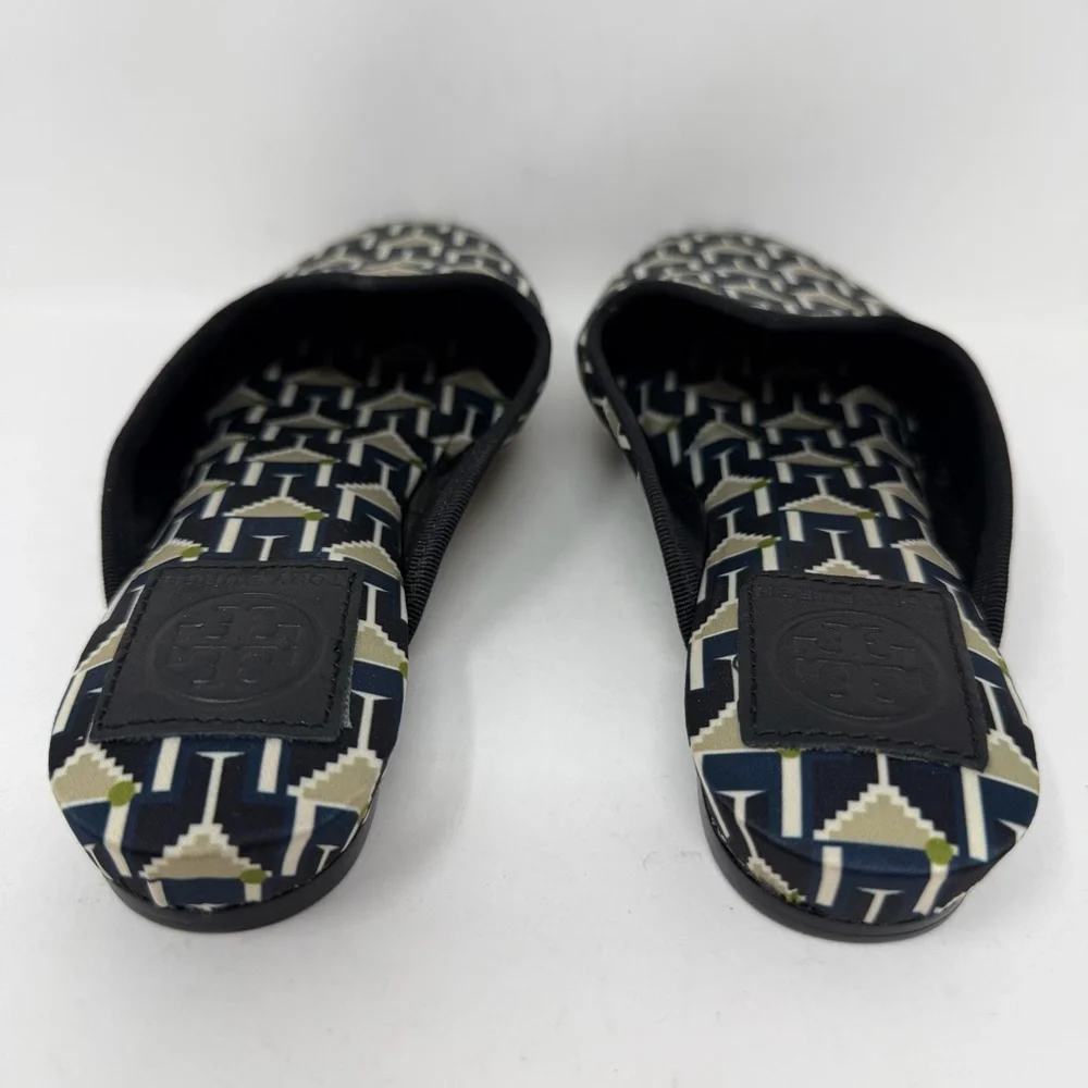 Tory Burch Martini Glass Satin Mules Blue Size 5